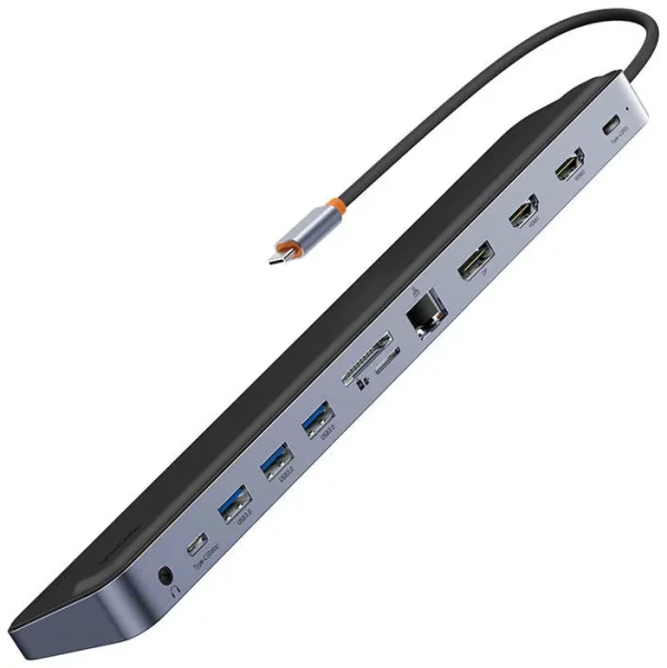 USB Hub Hub 12w1 Baseus EliteJoy Gen2 series USB-C to 2xHDMI+ 3xUSB 3.0+ PD+ DP+ SD/TF+ RJ45+Type-C+ 3.5mm, dark grey