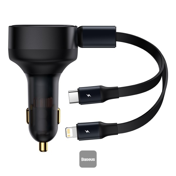 Enjoyment Retractable 2-In-1 Car Charger C C 33W