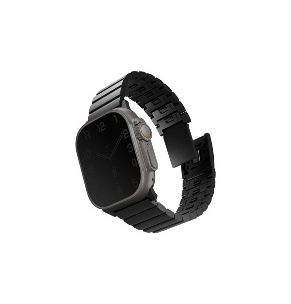 UNIQ STROVA MAG APPLE WATCH SELF-ADJUSTABLE STEEL LINK BAND 49/45/44/42MM - MIDNIGHT (BLACK)