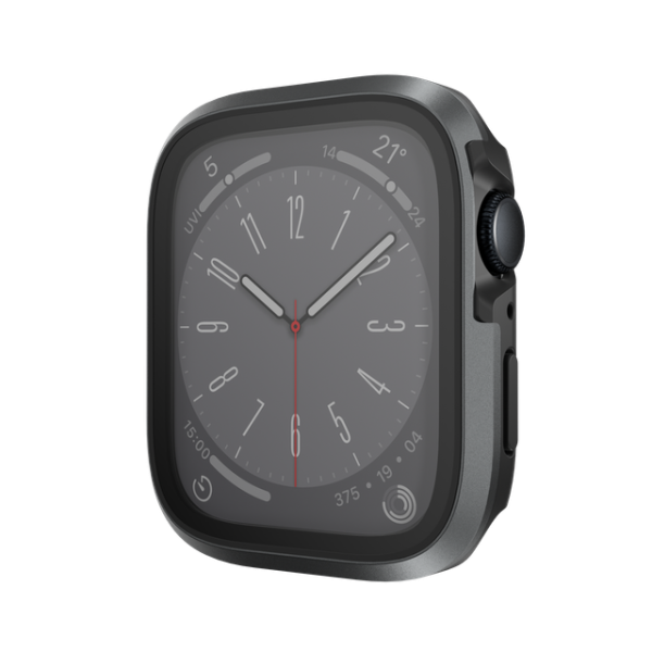 SwitchEasy Modern Hybrid Tempered Glass Watch Case for Apple Watch 45mm - Space Gray