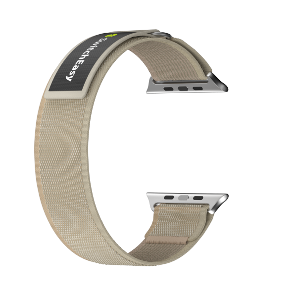 SwitchEasy Flex Woven Nylon Watch Loop for Apple Watch 42/44/45/49mm - Starlight. soft, lightweight, and comfortable. O-ring and Velcro design for easyadjustments and a secure fit