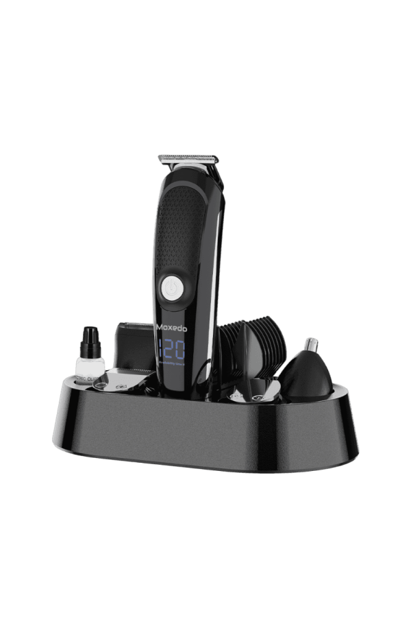 Moxedo 5 in 1 Cordless Hair Trimmer Professional Hair Clipper for Men IPX6 Waterproof Stainless-Steel T-Blade 120 Mins Working Time 5 Adjustable Guards for Men
