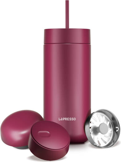 Lepresso Trio Tumbler 3-in-1 Insulated Hot & Cold Drink with TripleQuench Lid 520ml, Maroon